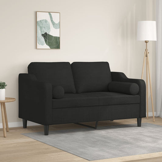 Divano a 2 Posti con Cuscini Nero 120 cm in Tessuto | homemem39