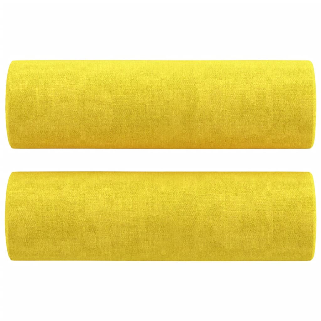 Divano a 2 Posti con Cuscini Giallo Chiaro 120 cm in Tessuto | homemem39