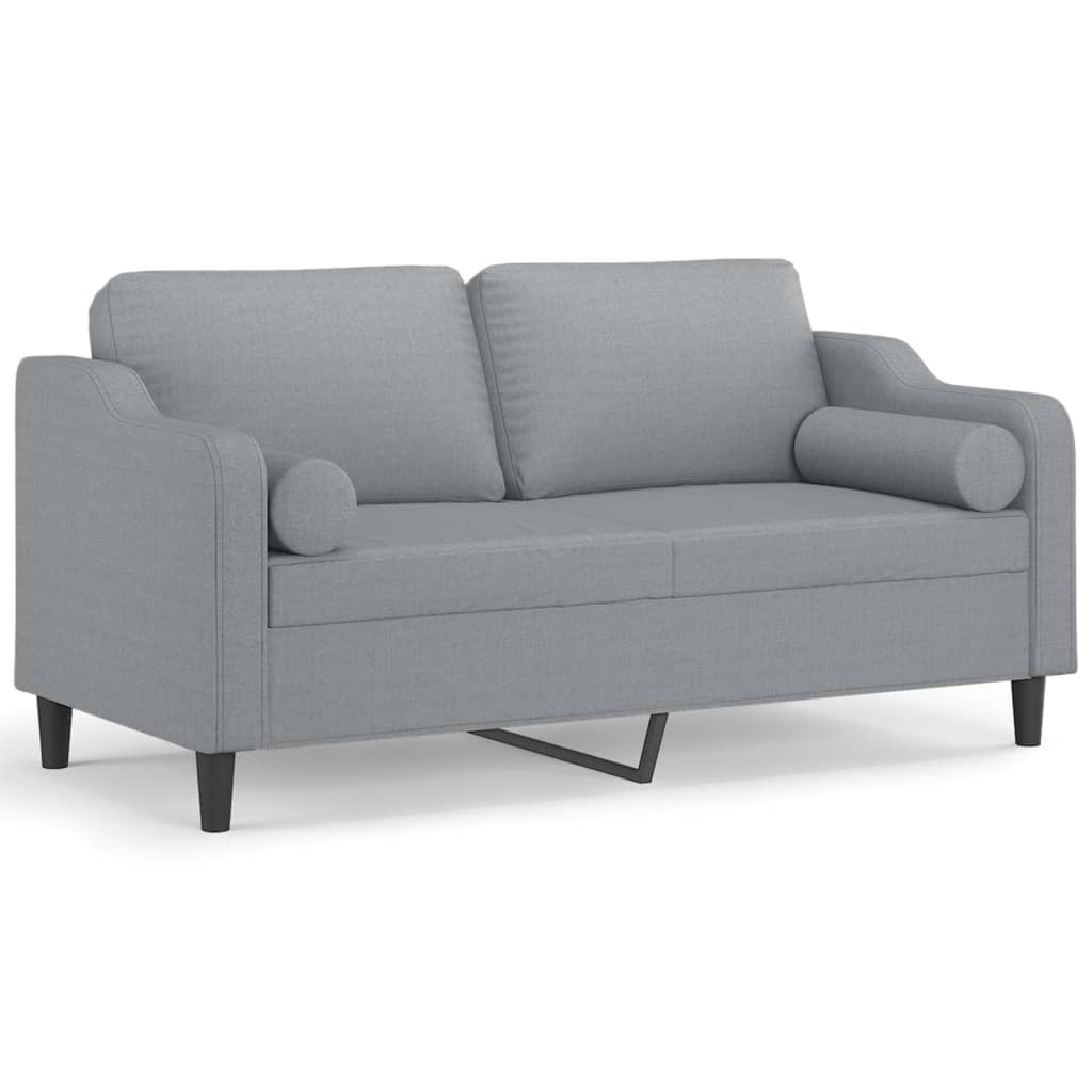 Divano a 2 Posti con Cuscini Grigio Chiaro 140 cm in Tessuto | homemem39