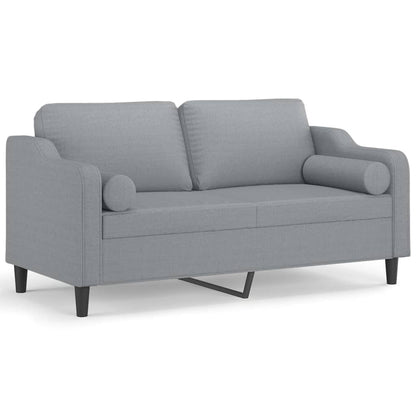 Divano a 2 Posti con Cuscini Grigio Chiaro 140 cm in Tessuto | homemem39