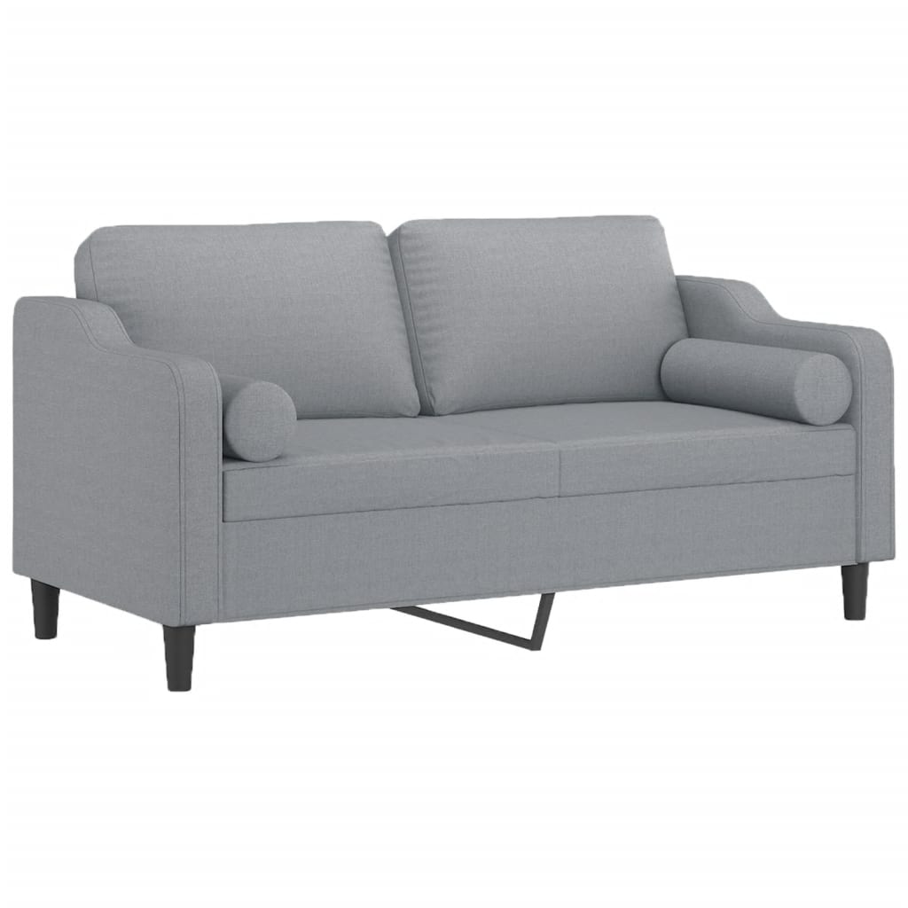 Divano a 2 Posti con Cuscini Grigio Chiaro 140 cm in Tessuto | homemem39