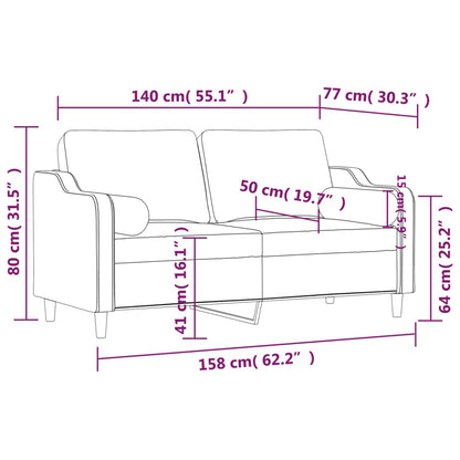 Divano a 2 Posti con Cuscini Grigio Chiaro 140 cm in Tessuto | homemem39