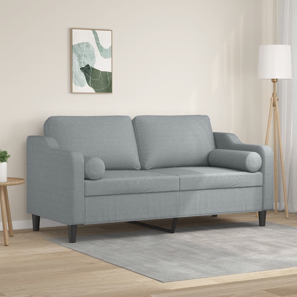 Divano a 2 Posti con Cuscini Grigio Chiaro 140 cm in Tessuto | homemem39