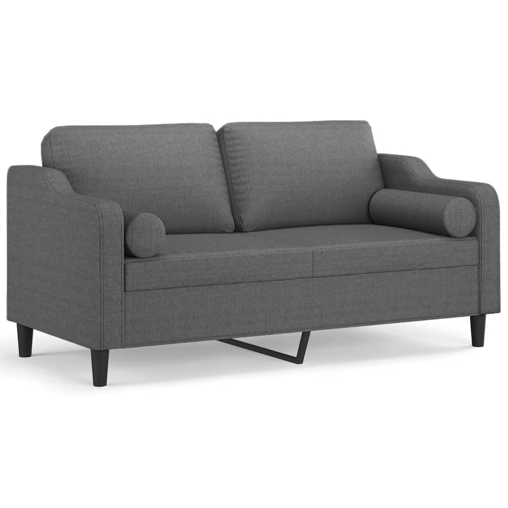 Divano a 2 Posti con Cuscini Grigio Scuro 140 cm in Tessuto | homemem39