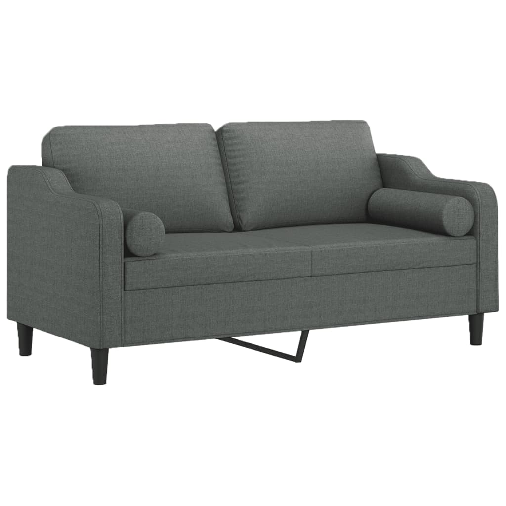 Divano a 2 Posti con Cuscini Grigio Scuro 140 cm in Tessuto | homemem39