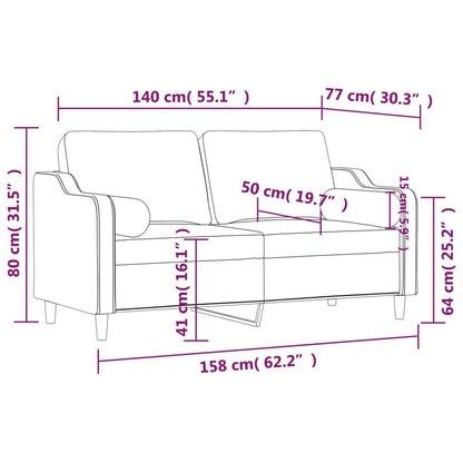 Divano a 2 Posti con Cuscini Grigio Scuro 140 cm in Tessuto | homemem39