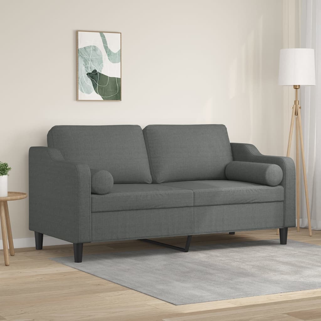 Divano a 2 Posti con Cuscini Grigio Scuro 140 cm in Tessuto | homemem39