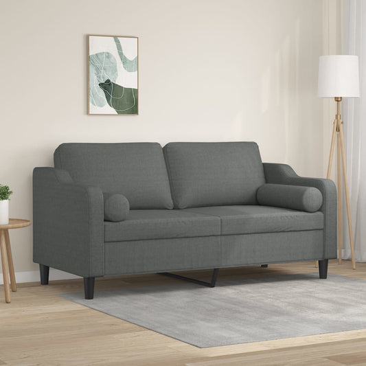 Divano a 2 Posti con Cuscini Grigio Scuro 140 cm in Tessuto | homemem39