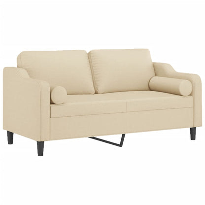 Divano a 2 Posti con Cuscini Crema 140 cm in Tessuto | homemem39