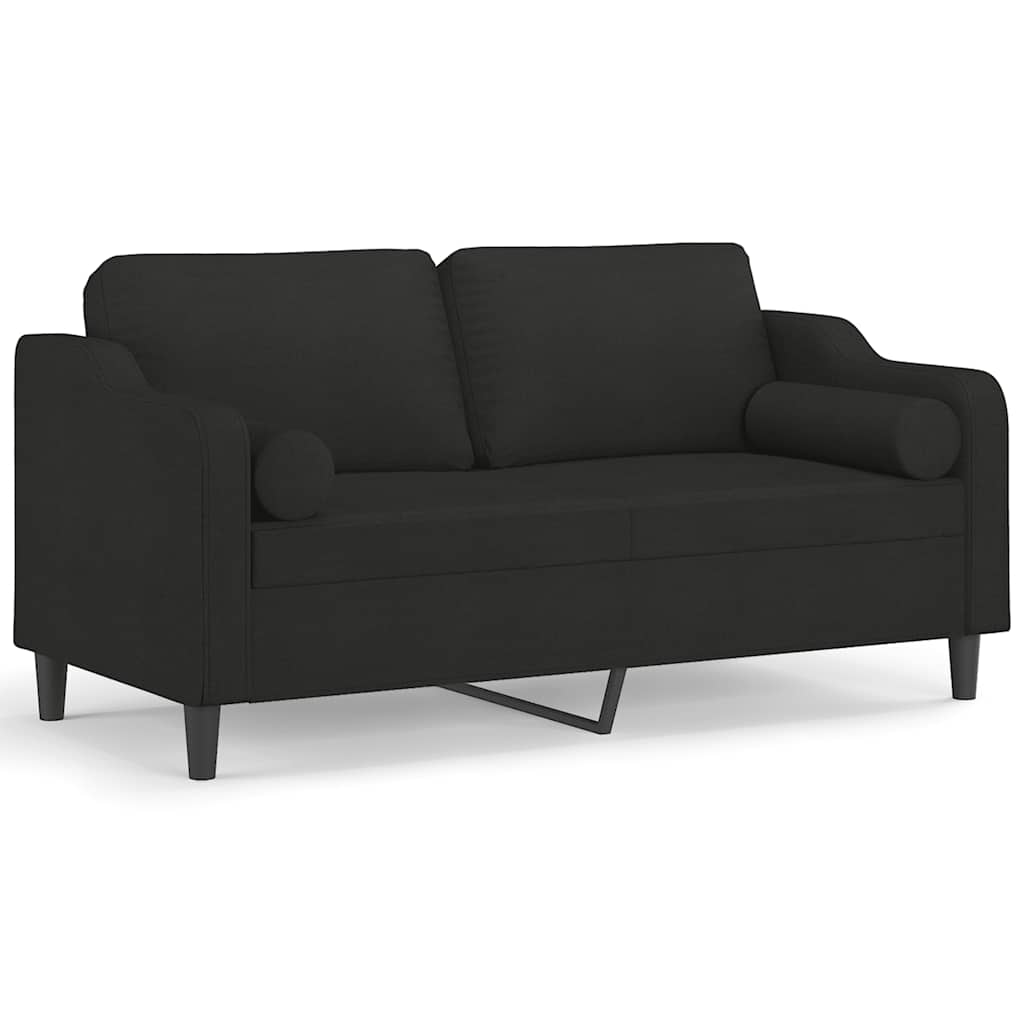 Divano a 2 Posti con Cuscini Nero 140 cm in Tessuto | homemem39