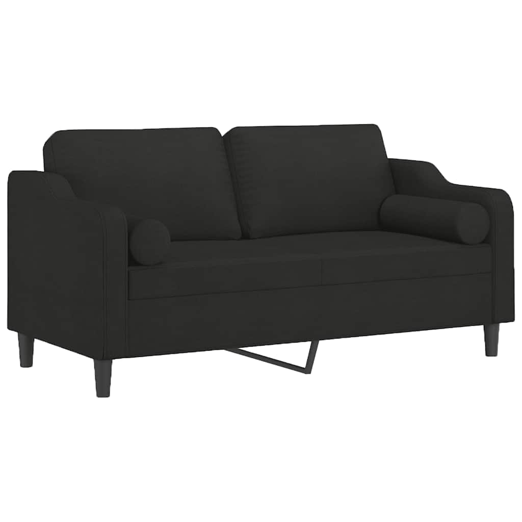 Divano a 2 Posti con Cuscini Nero 140 cm in Tessuto | homemem39