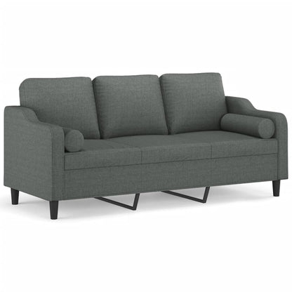 Divano a 3 Posti con Cuscini Grigio Scuro 180 cm in Tessuto | homemem39