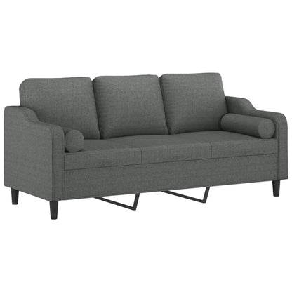 Divano a 3 Posti con Cuscini Grigio Scuro 180 cm in Tessuto | homemem39