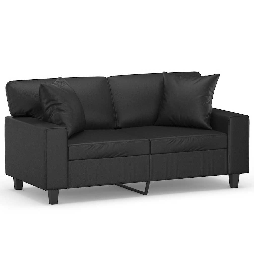 Divano a 2 Posti con Cuscini Nero 120 cm in Similpelle | homemem39