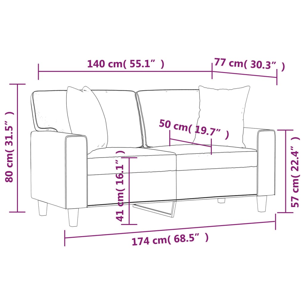 Divano a 2 Posti con Cuscini Nero 140 cm in Similpelle | homemem39