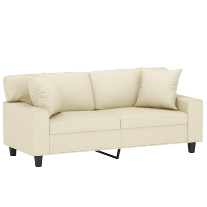 Divano a 2 Posti con Cuscini Crema 140 cm in Similpelle | homemem39