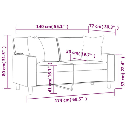 Divano a 2 Posti con Cuscini Crema 140 cm in Similpelle | homemem39