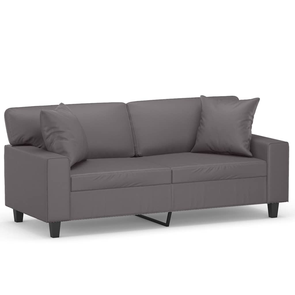 Divano a 2 Posti con Cuscini Grigio 140 cm in Similpelle | homemem39
