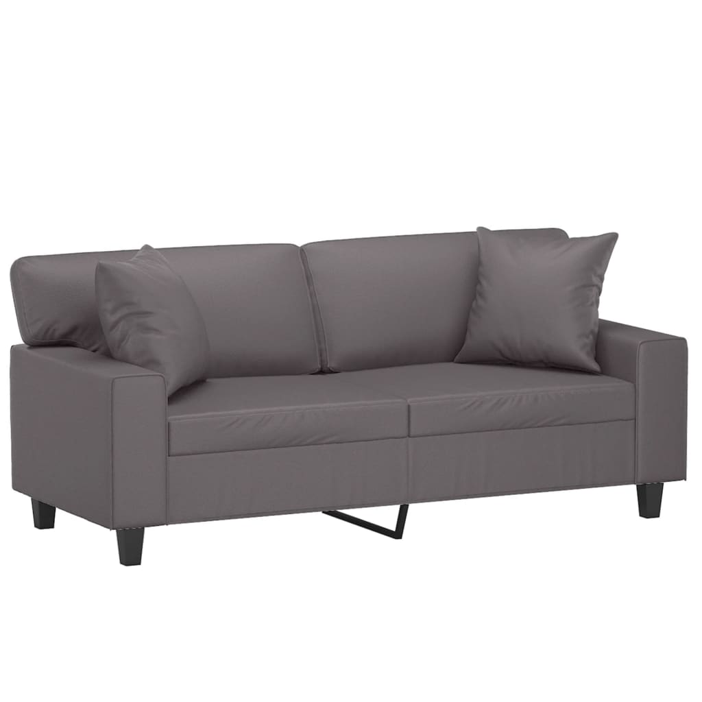 Divano a 2 Posti con Cuscini Grigio 140 cm in Similpelle | homemem39