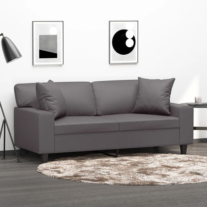 Divano a 2 Posti con Cuscini Grigio 140 cm in Similpelle | homemem39
