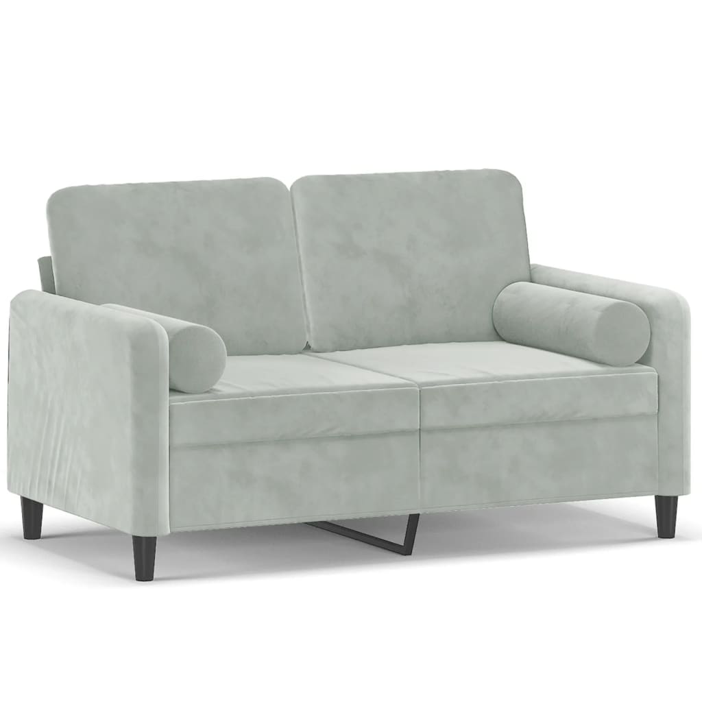 Divano a 2 Posti con Cuscini Grigio Chiaro 120 cm in Velluto - homemem39