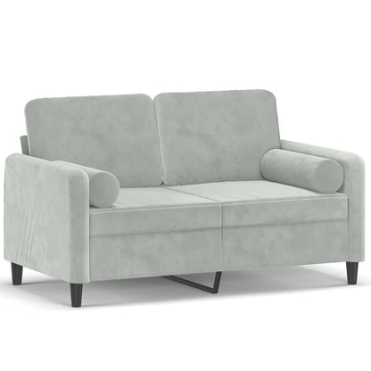 Divano a 2 Posti con Cuscini Grigio Chiaro 120 cm in Velluto - homemem39