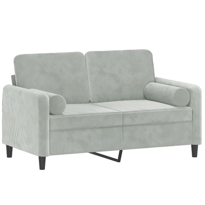 Divano a 2 Posti con Cuscini Grigio Chiaro 120 cm in Velluto - homemem39