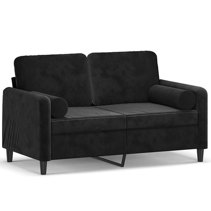 Divano a 2 Posti con Cuscini Nero 120 cm in Velluto | homemem39