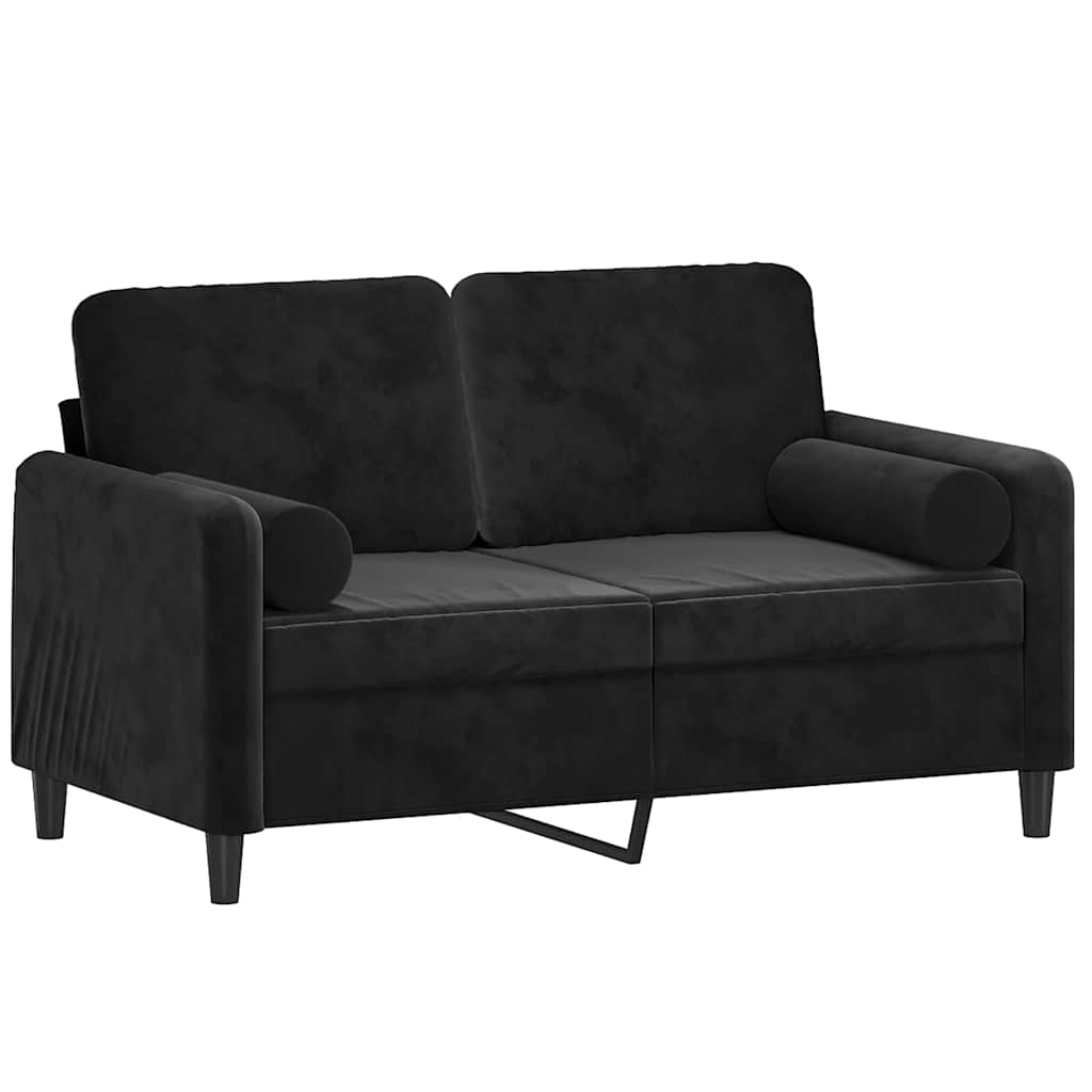 Divano a 2 Posti con Cuscini Nero 120 cm in Velluto | homemem39