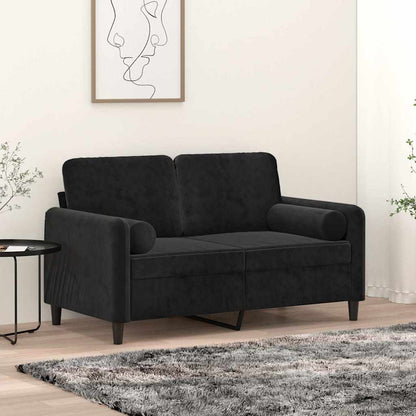 Divano a 2 Posti con Cuscini Nero 120 cm in Velluto | homemem39