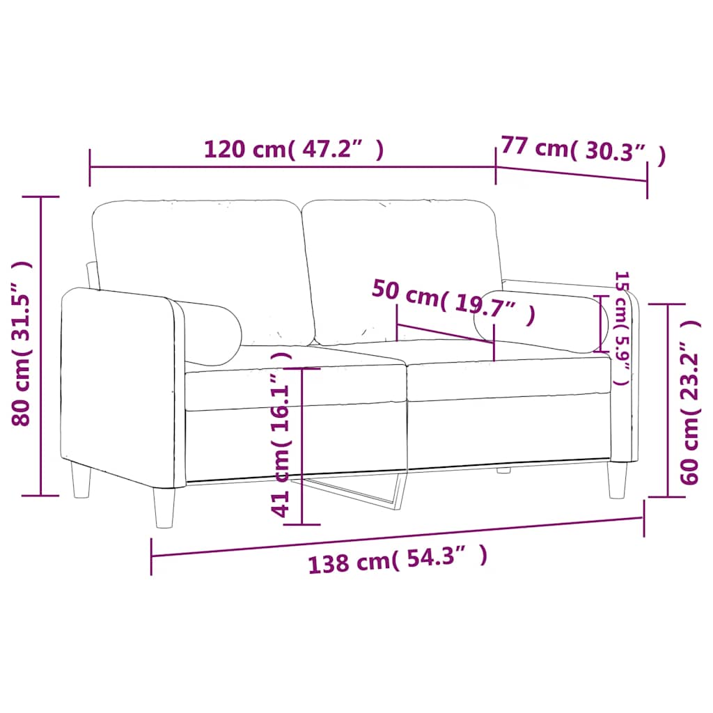 Divano a 2 Posti con Cuscini Giallo 120 cm in Velluto | homemem39