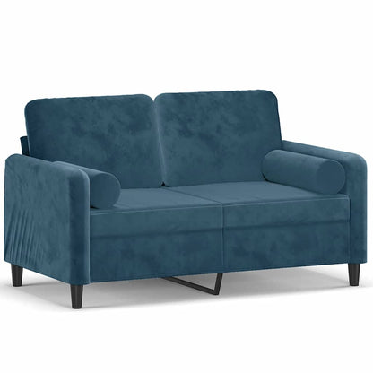 Divano a 2 Posti con Cuscini Blu 120 cm in Velluto | homemem39