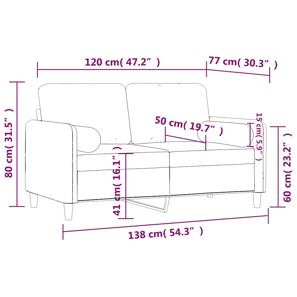 Divano a 2 Posti con Cuscini Blu 120 cm in Velluto | homemem39