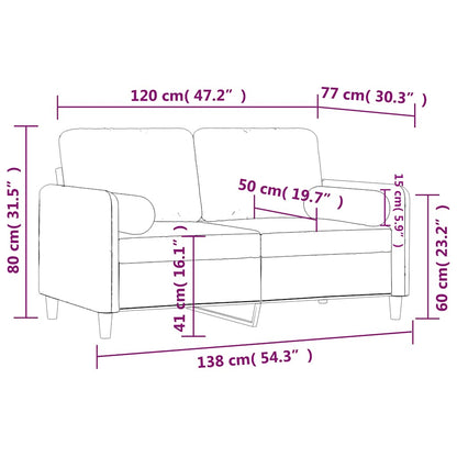 Divano a 2 Posti con Cuscini Blu 120 cm in Velluto | homemem39
