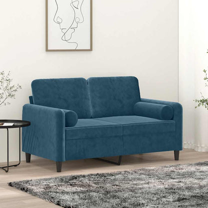 Divano a 2 Posti con Cuscini Blu 120 cm in Velluto | homemem39