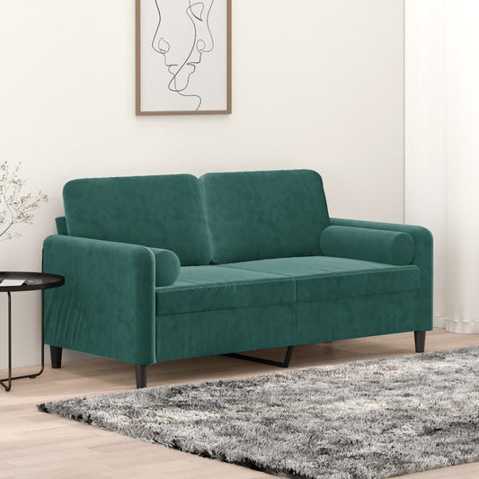 Divano a 2 Posti con Cuscini Verde Scuro 140 cm in Velluto - homemem39