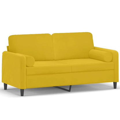 Divano a 2 Posti con Cuscini Giallo 140 cm in Velluto | homemem39
