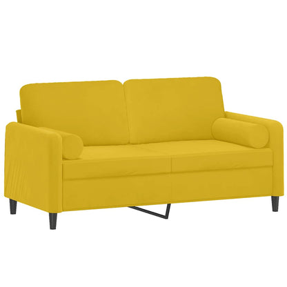 Divano a 2 Posti con Cuscini Giallo 140 cm in Velluto | homemem39
