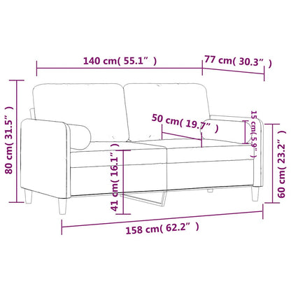 Divano a 2 Posti con Cuscini Giallo 140 cm in Velluto | homemem39