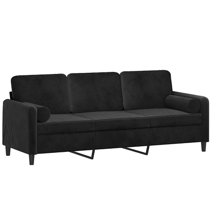 Divano a 3 Posti con Cuscini Nero 180 cm in Velluto | homemem39