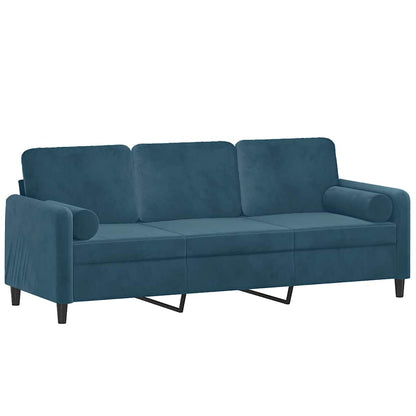 Divano a 3 Posti con Cuscini Blu 180 cm in Velluto | homemem39