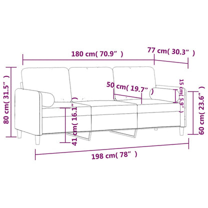 Divano a 3 Posti con Cuscini Blu 180 cm in Velluto | homemem39