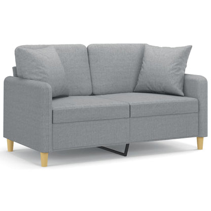Divano a 2 Posti con Cuscini Grigio Chiaro 120 cm in Tessuto - homemem39