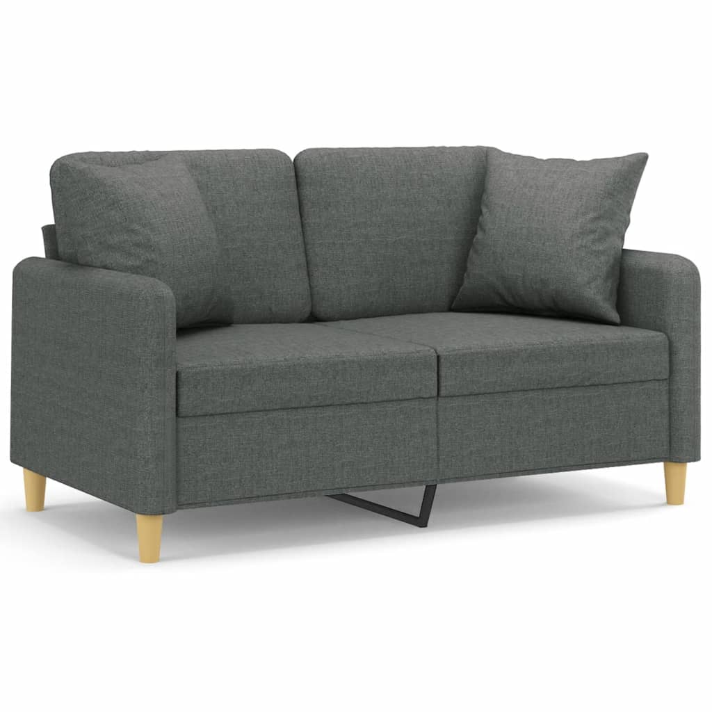 Divano a 2 Posti con Cuscini Grigio Scuro 120 cm in Tessuto | homemem39