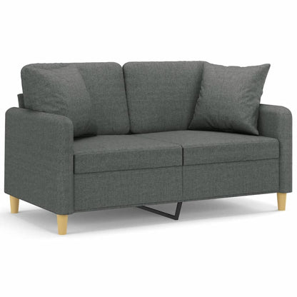 Divano a 2 Posti con Cuscini Grigio Scuro 120 cm in Tessuto | homemem39