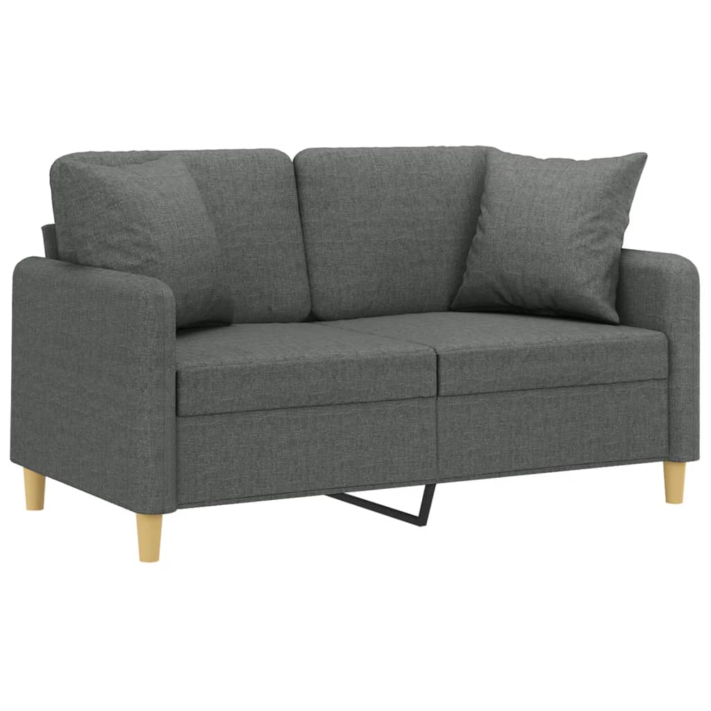 Divano a 2 Posti con Cuscini Grigio Scuro 120 cm in Tessuto | homemem39