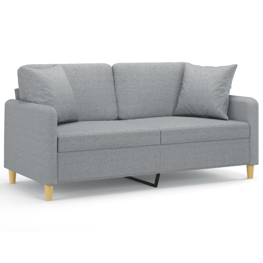 Divano a 2 Posti con Cuscini Grigio Chiaro 140 cm in Tessuto | homemem39