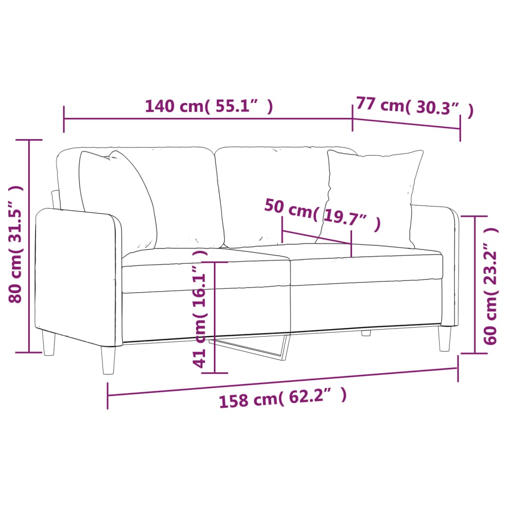 Divano a 2 Posti con Cuscini Grigio Chiaro 140 cm in Tessuto | homemem39