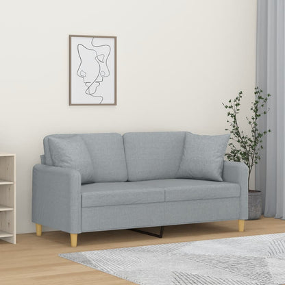 Divano a 2 Posti con Cuscini Grigio Chiaro 140 cm in Tessuto | homemem39