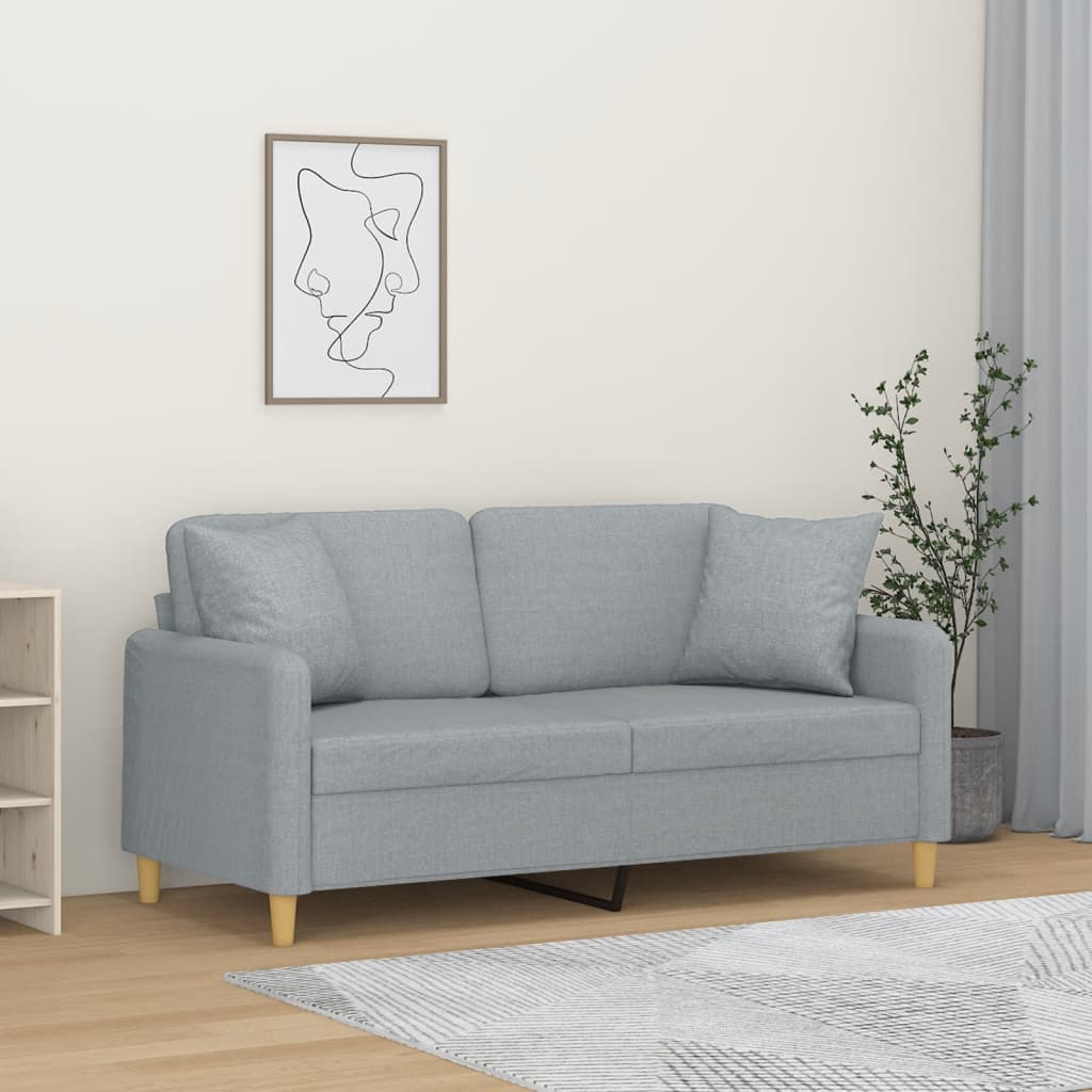 Divano a 2 Posti con Cuscini Grigio Chiaro 140 cm in Tessuto - homemem39